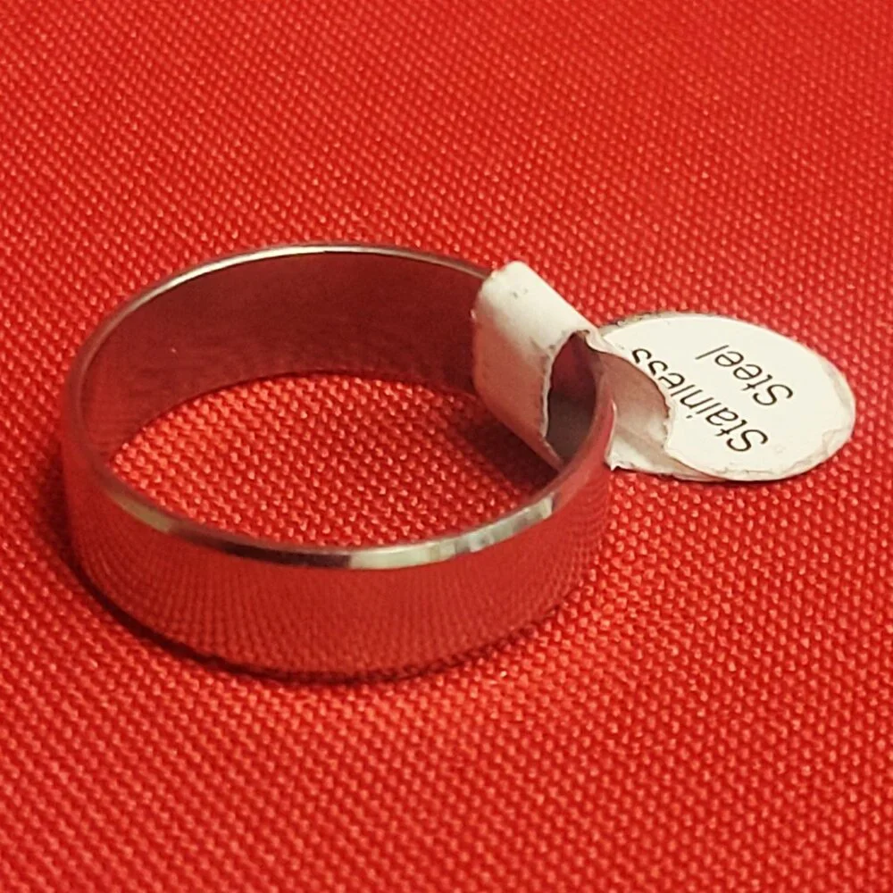 Stainless Steel Wide Band Ring Size 22 Silver Tone Unisex